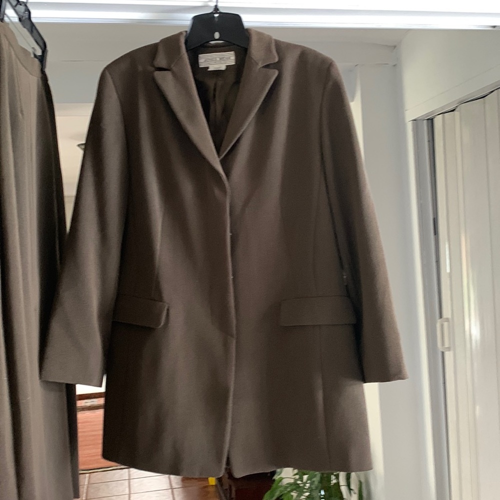 Olive green long jacket with skirt